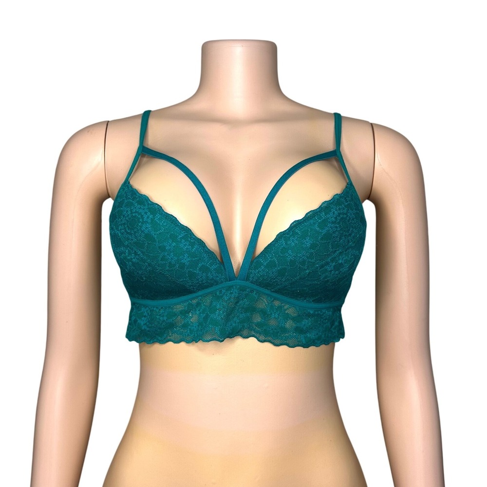 Pink By Victoria's Secret Lightly Lined Lace Bralette Size S/P Green